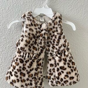 Little Me Leopard Print Faux Fur Vest
